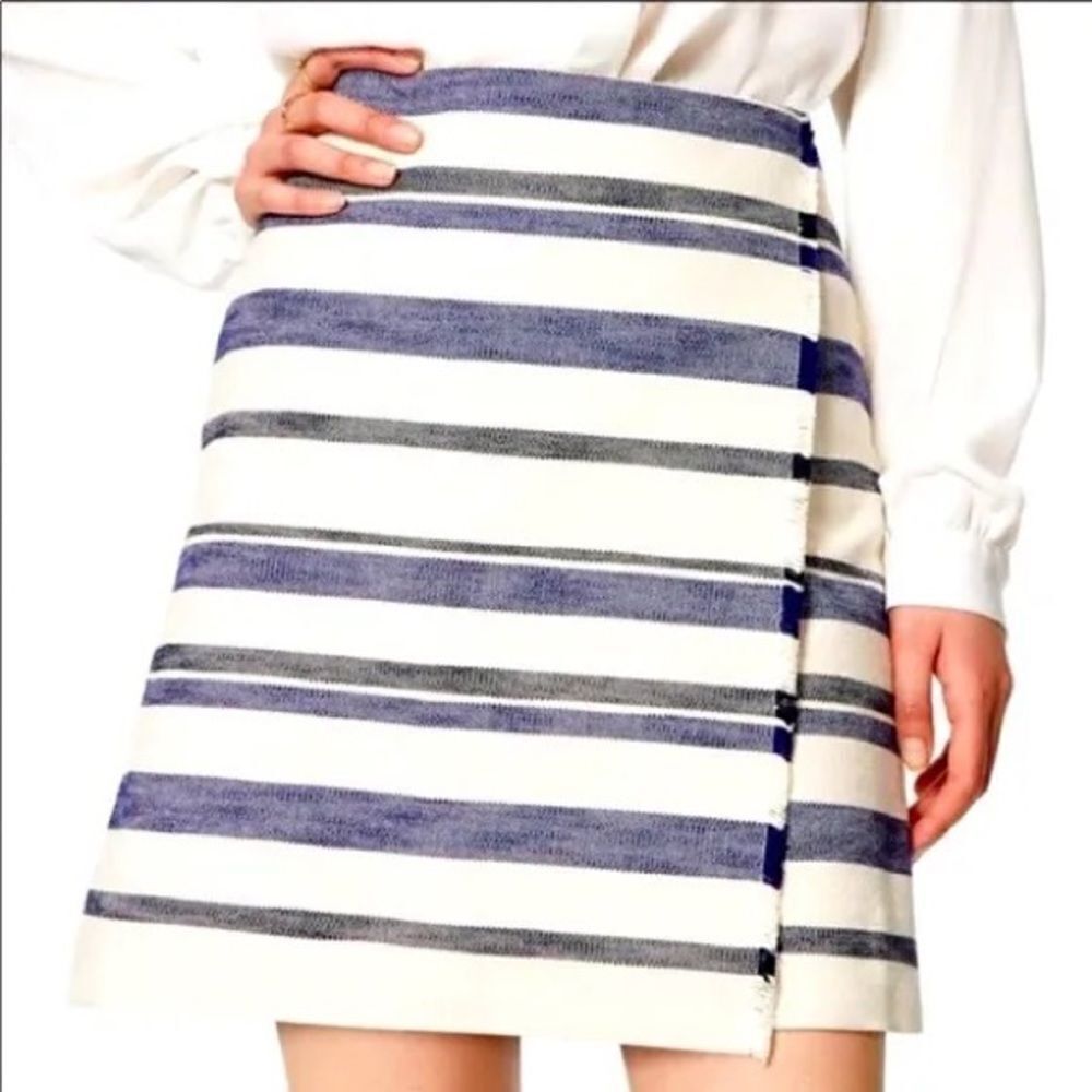 AnnTaylor LOFT Embroidered Stripe FringeWrap Skirt